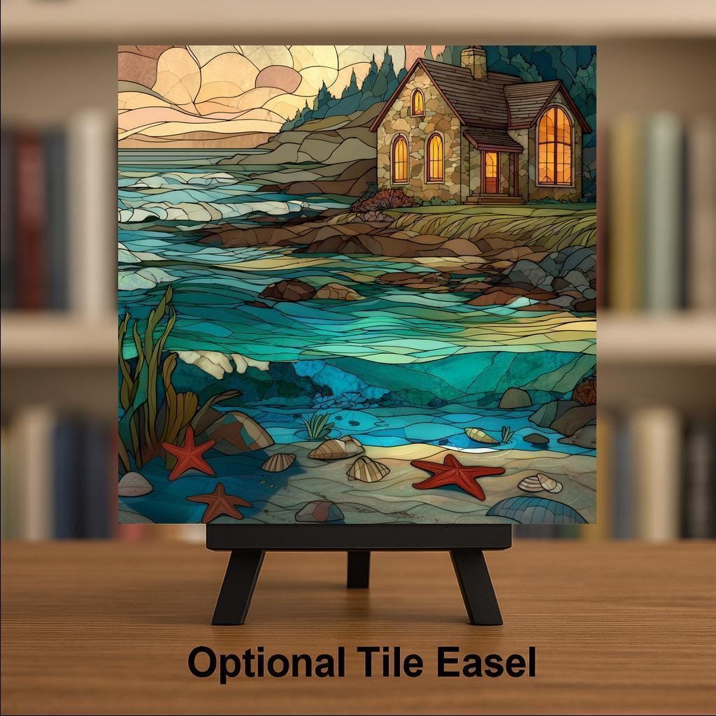 Coastal Cottage Wall Art Ceramic Tile Beach Ocean Decor Seaside Wall Decor Beach House Summer Coastal Gift Accent Tile