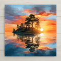 This Island Lake Sunset Ceramic Tile offers a calming and picturesque depiction of a lone fisherman at dusk. With warm tones of orange, gold, and deep blues reflected on the water, the scene provides a cozy and introspective mood perfect for any room. Inspired by watercolor painting, it adds elegance as both functional trivet and decorative art. Ideal as a housewarming gift for nature lovers, fishing fans, or with lakeside homes, this ceramic tile captures the heart of peaceful outdoor moments.