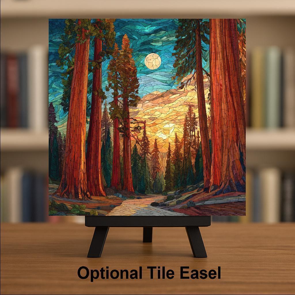 Sequoia National Park Ceramic Tile Wall Art - Giant Forest Landscape California Nature Home Decor Gift