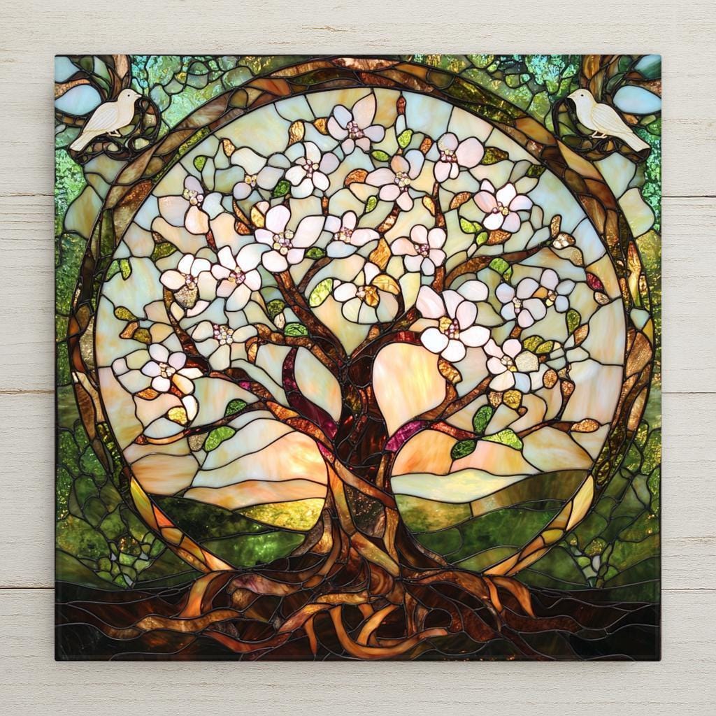 Tree of Life William Morris Ceramic Art Tile: Nature Wall Decor Art Lover Gift Woodland Home Decor Wall Art Spiritual Symbol Botanical Na