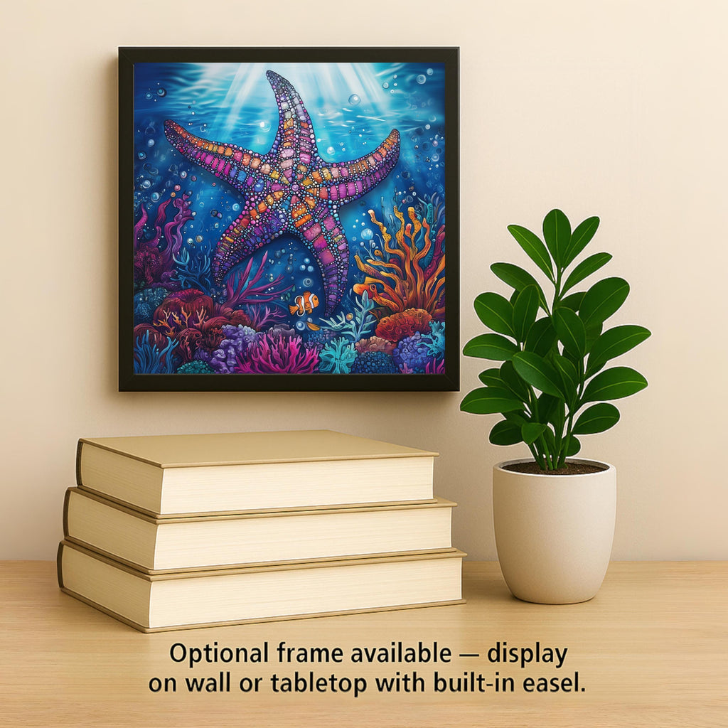 Starfish Wall Art Ceramic Tile Coastal Gift Ocean Reef Decor Beach Lover Art Colorful Sea Gift Tile