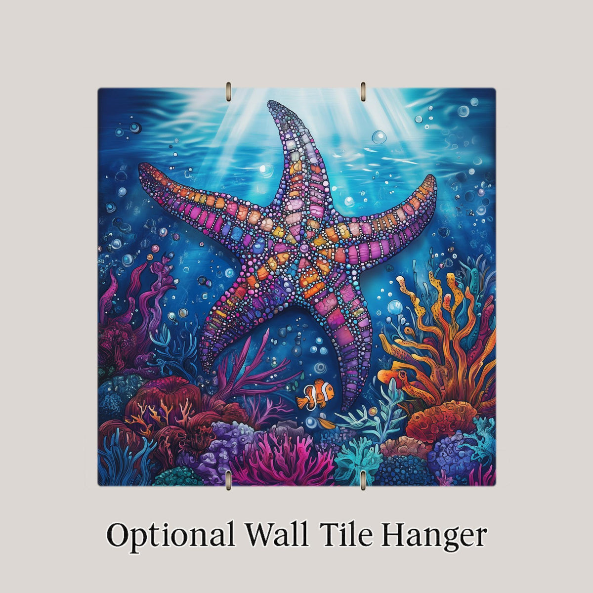 Starfish Wall Art Ceramic Tile Coastal Gift Ocean Reef Decor Beach Lover Art Colorful Sea Gift Tile