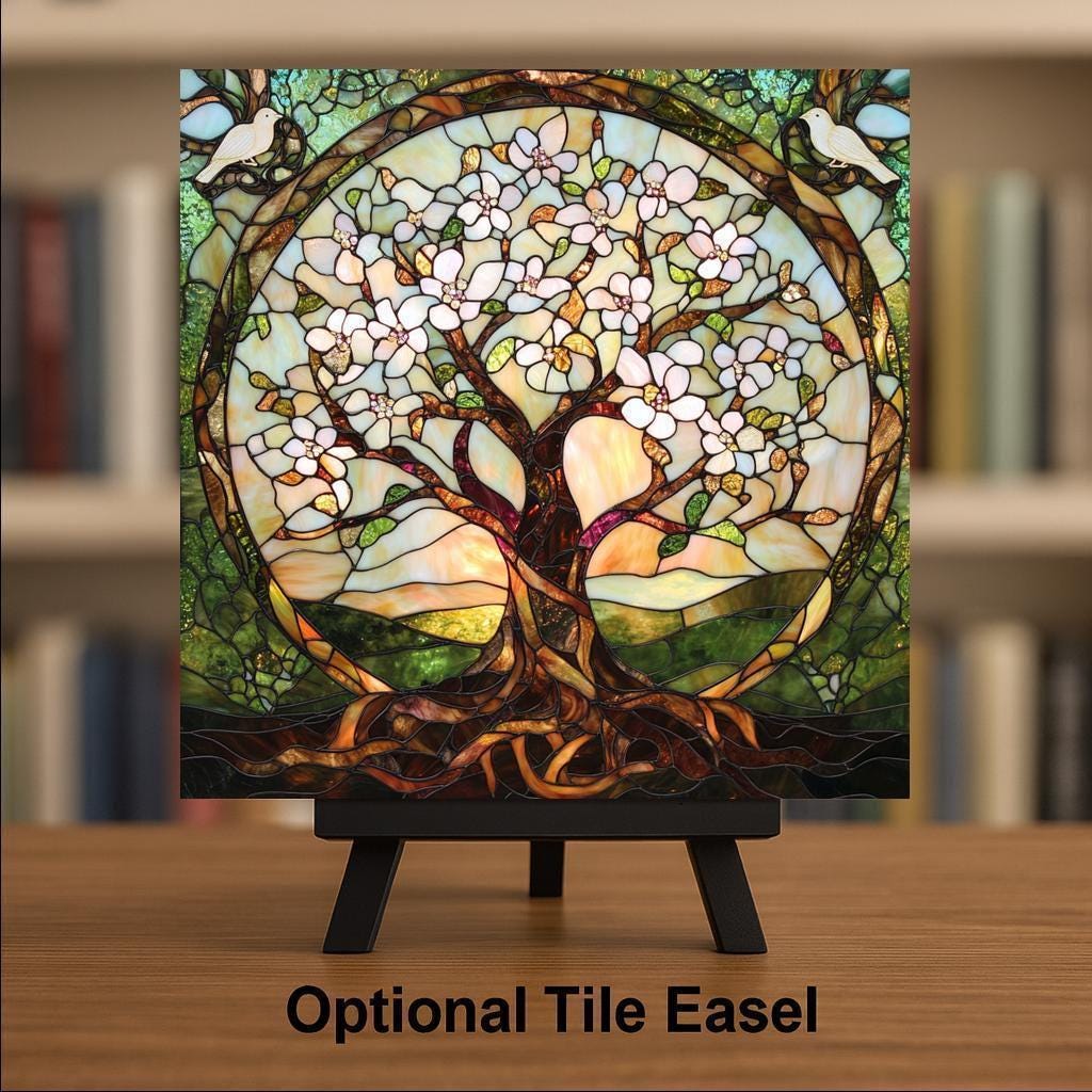Tree of Life William Morris Ceramic Art Tile: Nature Wall Decor Art Lover Gift Woodland Home Decor Wall Art Spiritual Symbol Botanical Na
