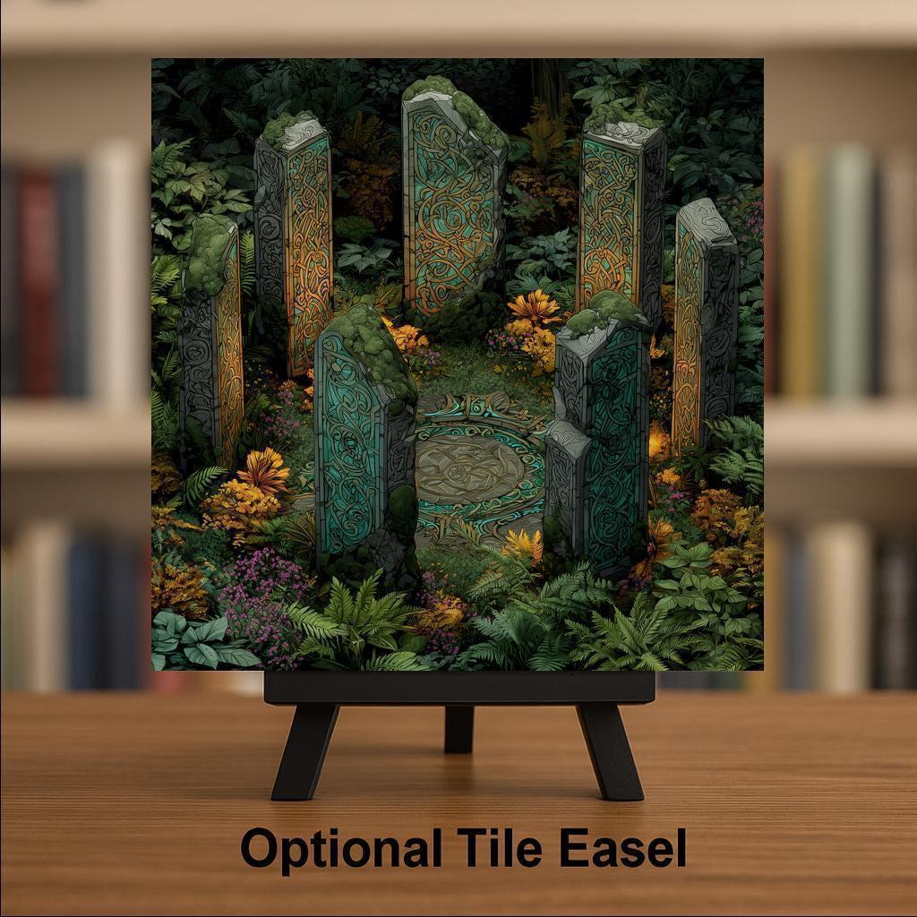 Celtic Standing Stones Wall Art Ceramic Tile Irish Heritage Gift Mystic Decor Celtic Art Gift Tile