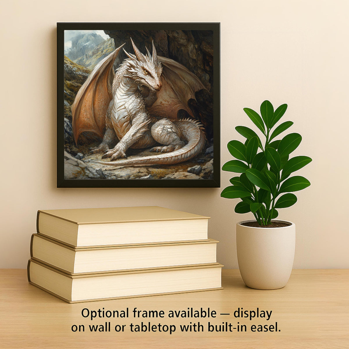 White Dragon Wall Art Ceramic Tile Medieval Fantasy Gift St George Decor Myth Creature Art Legend Gift Tile