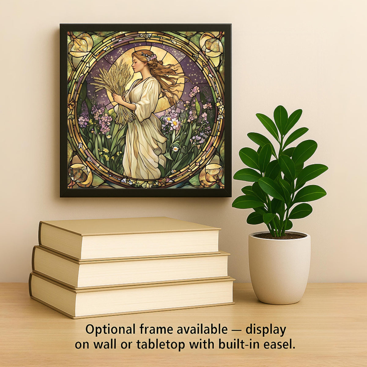 Virgo Zodiac Stained Glass Style Ceramic Art Tile – Art Nouveau William Morris Wall Decor, Celestial Astrology Accent