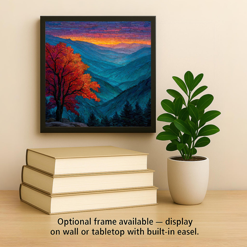 Smoky Mountain Autumn Ceramic Art Tile: Cabin Wall Decor Nature Lover Gift Woodland Home Decor Wall Art