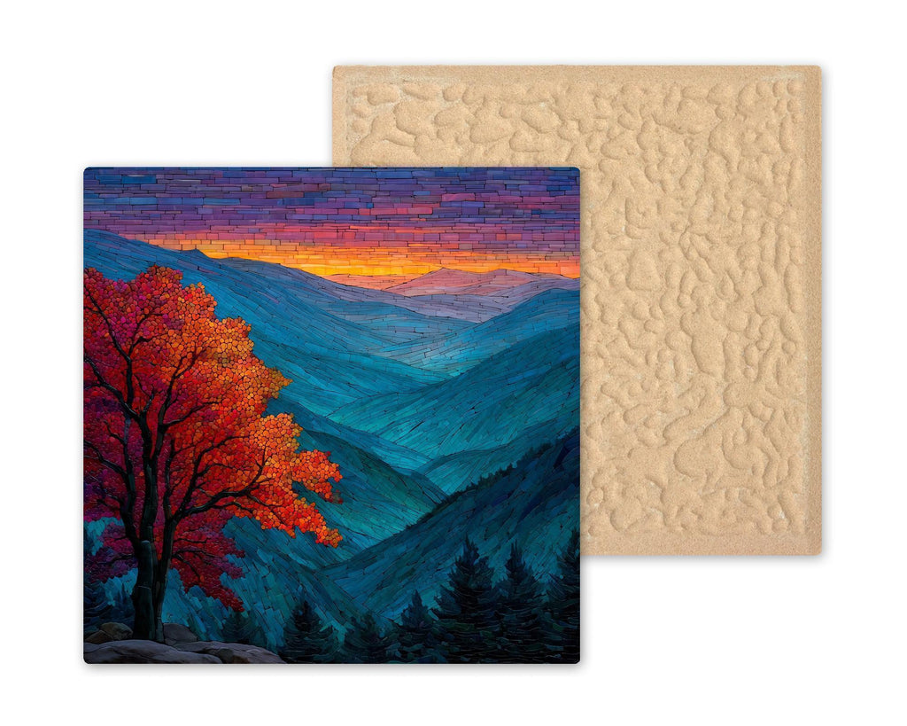Smoky Mountain Autumn Ceramic Art Tile: Cabin Wall Decor Nature Lover Gift Woodland Home Decor Wall Art