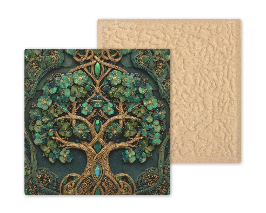 Celtic Tree of Life Ceramic Tile Wall Art – Stained Glass Style Irish Wall Decor, Meaningful Home Decor, Symbolic Nature Art