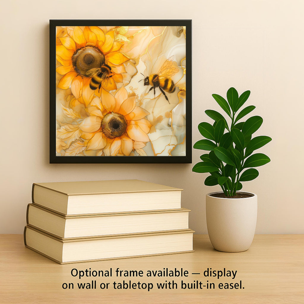 Sunflower Bee Wall Art Ceramic Tile Kitchen Wall Decor Yellow Floral Tile Farmhouse Kitchen Decor Honey Bee Gift Rustic Home Decor