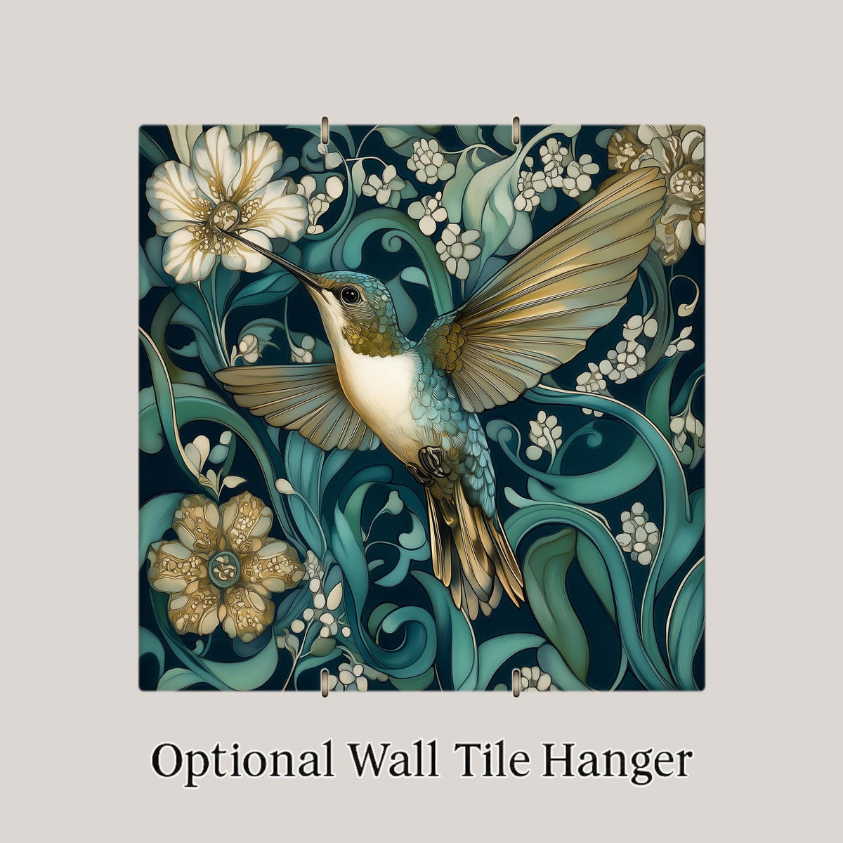 Hummingbird Wall Art Ceramic Tile William Morris Style Hummingbird Gift Bird Lover Botanical Decor Nature Gift Tile