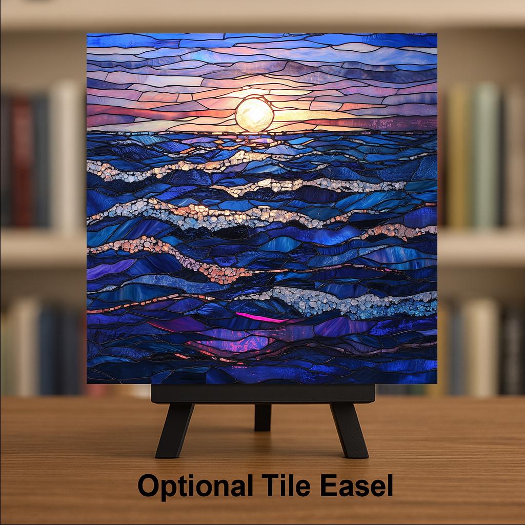 Ocean Waves Wall Art Ceramic Tile Coastal Gift Dawn Seascape Decor Beach House Art Ocean Lover Gift Sunrise Tile
