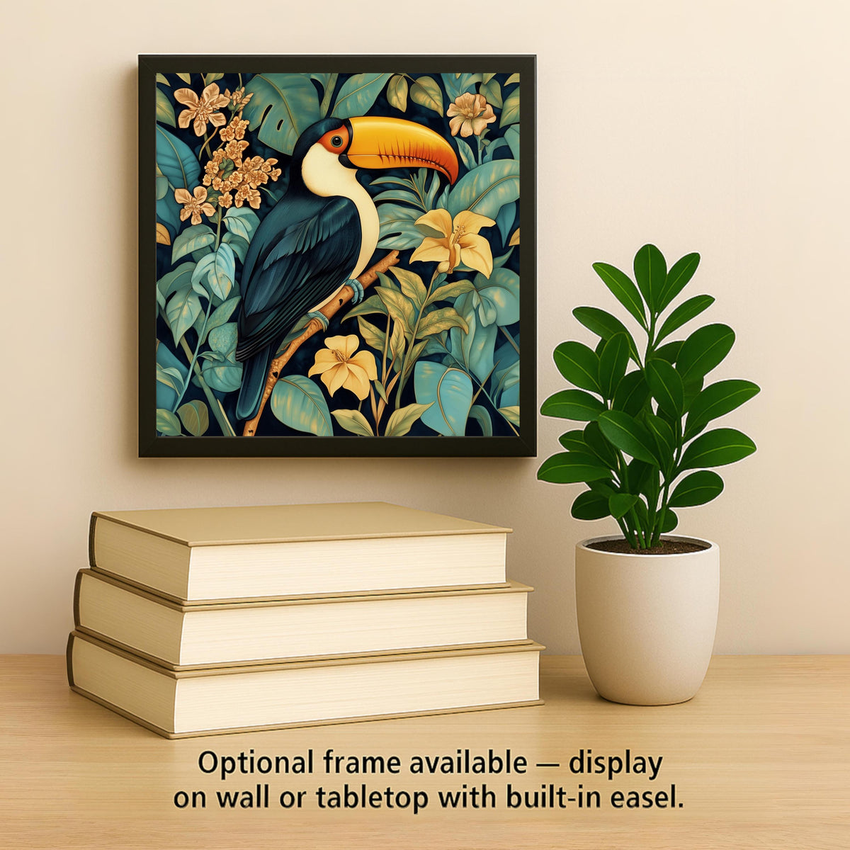 Toucan Wall Art Ceramic Tile William Morris Style Bird Lover Gift Tropical Botanical Decor Rainforest Art Nature Tile