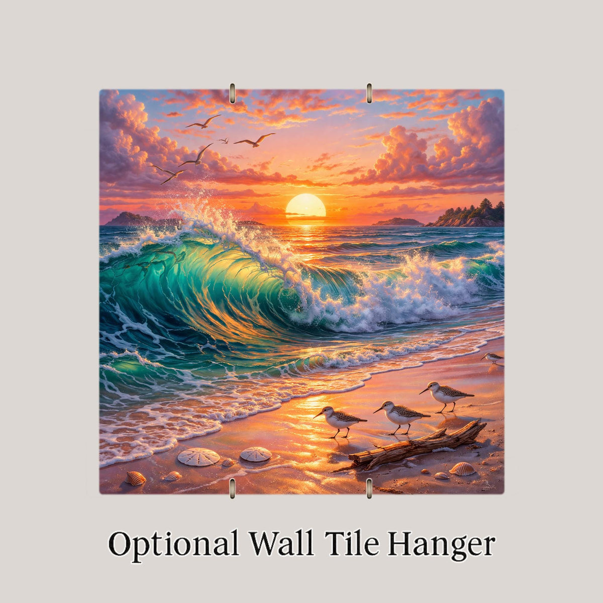 Sandpiper Beach Art Ceramic Tile Coastal Sunset Decor Shore Bird Gift Beach House Wall Art