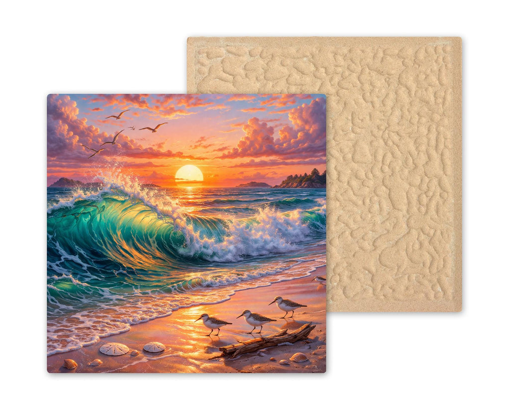 Sandpiper Beach Art Ceramic Tile Coastal Sunset Decor Shore Bird Gift Beach House Wall Art