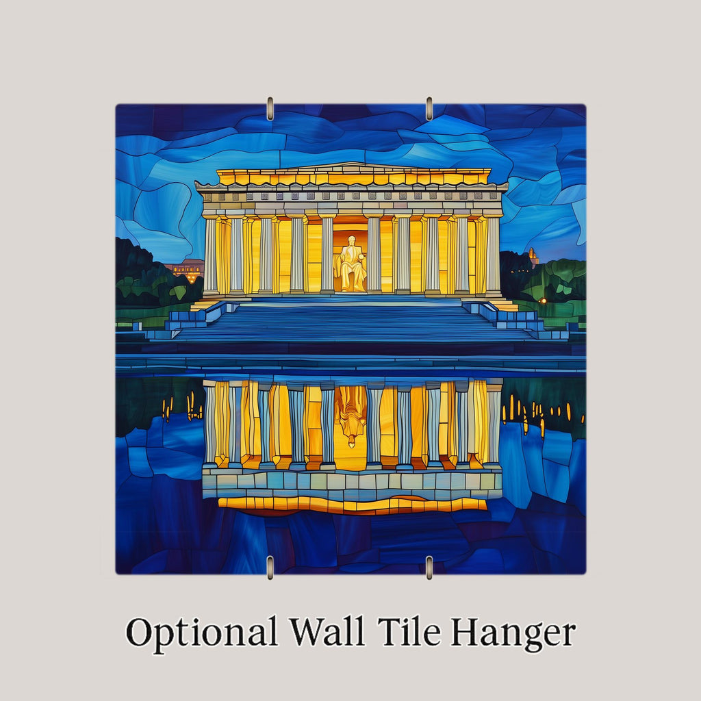 Lincoln Memorial Wall Art Ceramic Tile Washington DC Decor Patriotic Home Decor American Landmark Gift Reflecting Pool Art