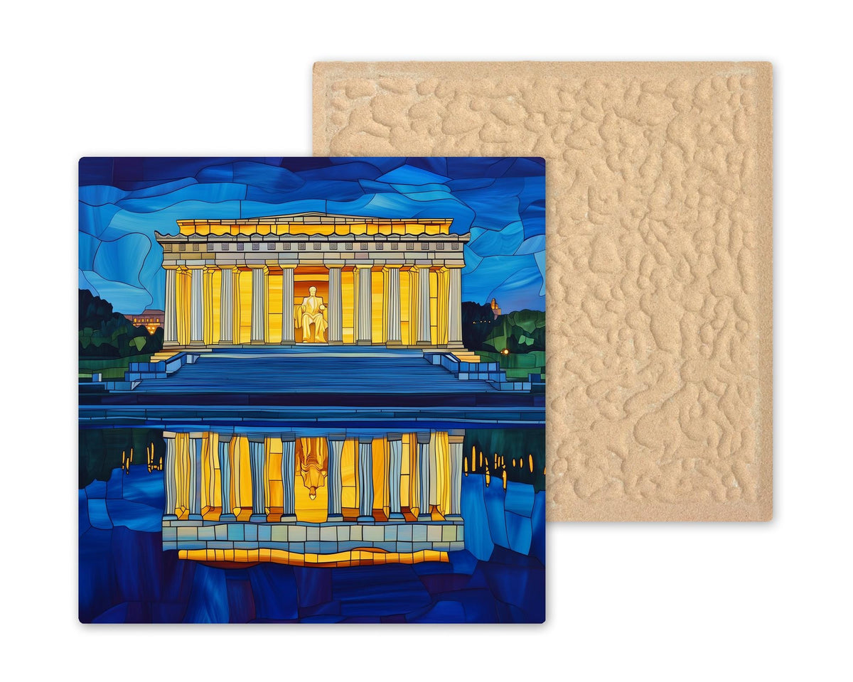 Lincoln Memorial Wall Art Ceramic Tile Washington DC Decor Patriotic Home Decor American Landmark Gift Reflecting Pool Art