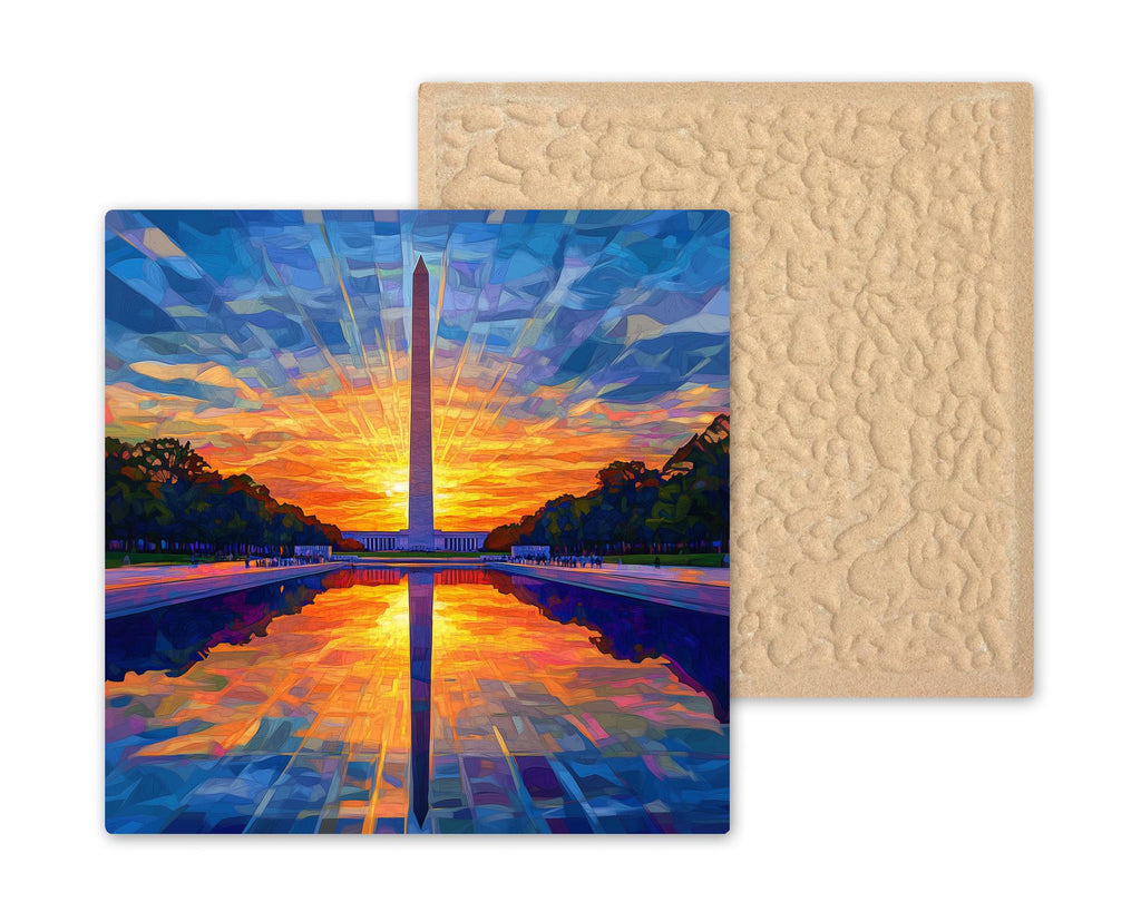Washington Monument Ceramic Tile Wall Art Washington DC Decor Patriotic Home Decor National Mall Sunset Reflecting Pool