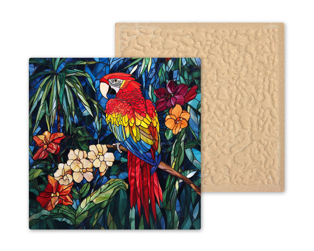 Macaw Wall Art Ceramic Tile Parrot Lover Gift Tropical Bird Decor Scarlet Macaw Art Bird Lover Gift Tile