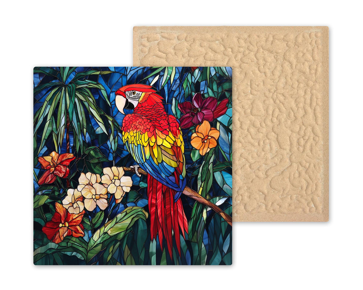 Macaw Wall Art Ceramic Tile Parrot Lover Gift Tropical Bird Decor Scarlet Macaw Art Bird Lover Gift Tile