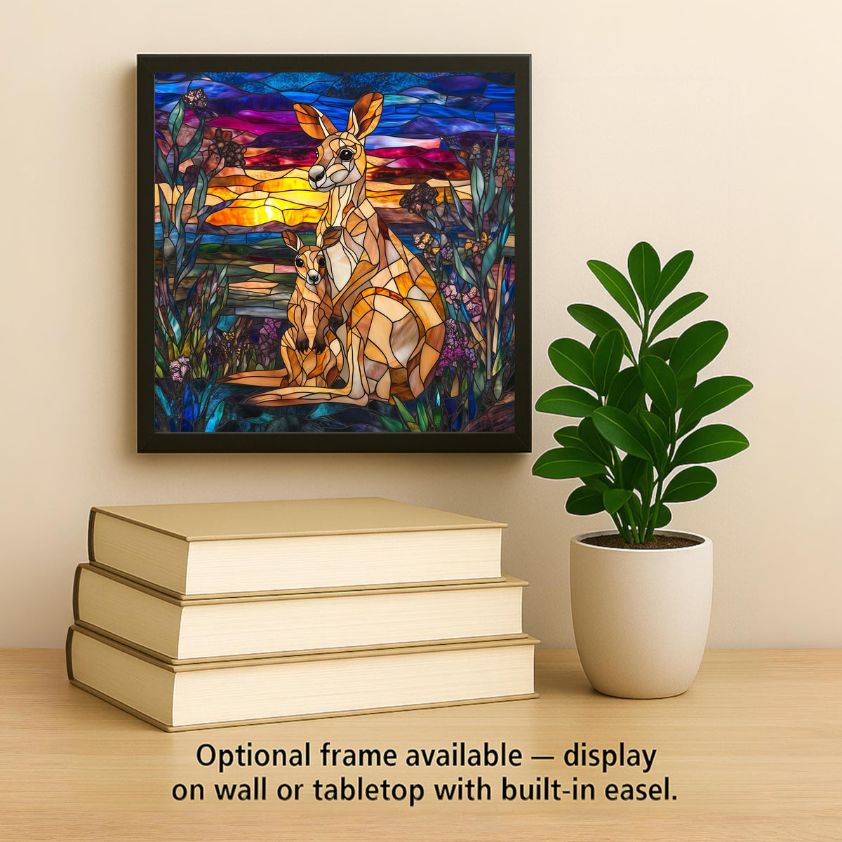 Kangaroo Wall Art Ceramic Tile Australia Gift Mother Baby Decor Wildlife Art Australian Gift Nature Tile