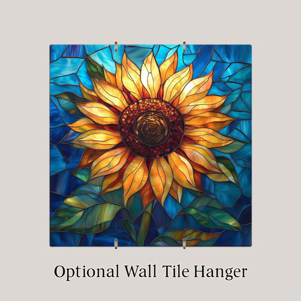 Sunflower Ceramic Art Tile – Kitchen Wall Decor, Floral Farmhouse Sunflower Lover Gift