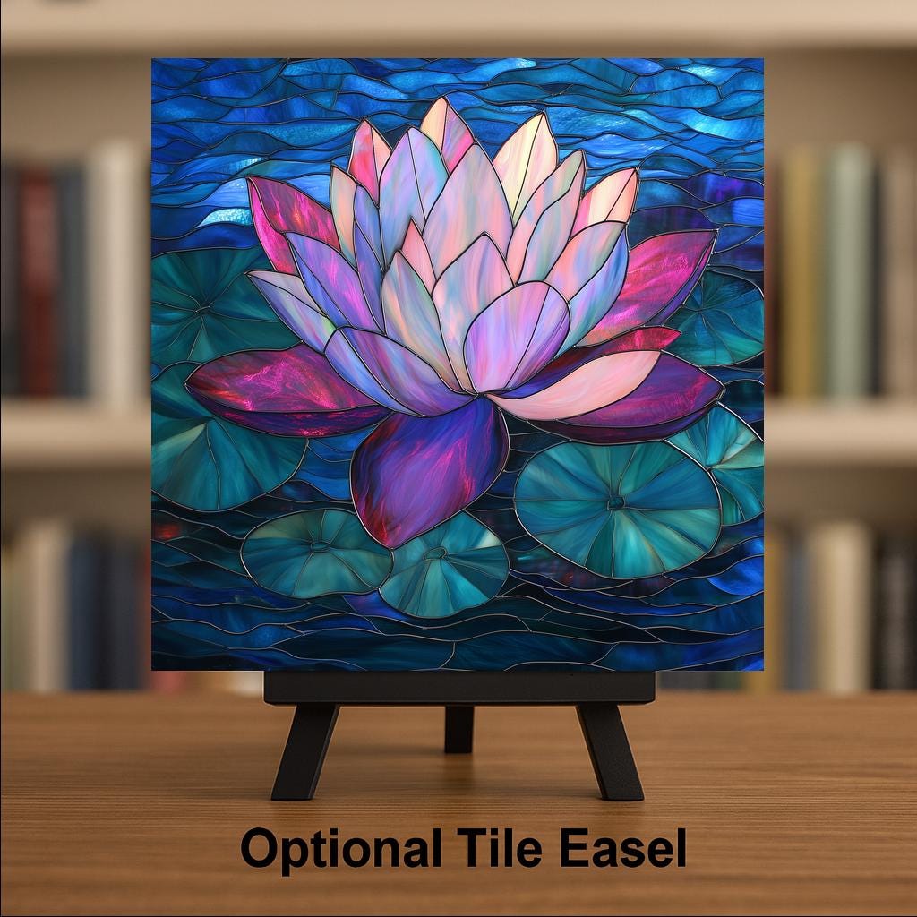 Lotus Flower Ceramic Art Tile – Zen Meditation Gift, Yoga Spiritual Botanical Art, Lotus Lover Nature Decor