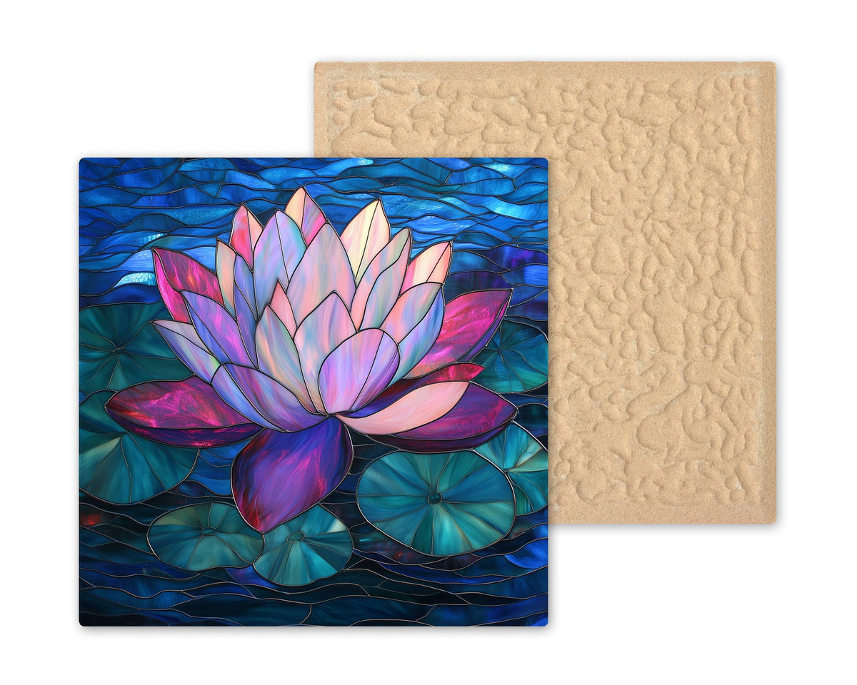 Lotus Flower Ceramic Art Tile – Zen Meditation Gift, Yoga Spiritual Botanical Art, Lotus Lover Nature Decor