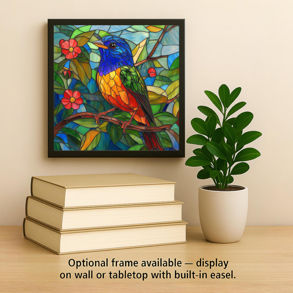 Painted Bunting Wall Art Ceramic Tile Bird Lover Gift Colorful Bird Decor Songbird Tile