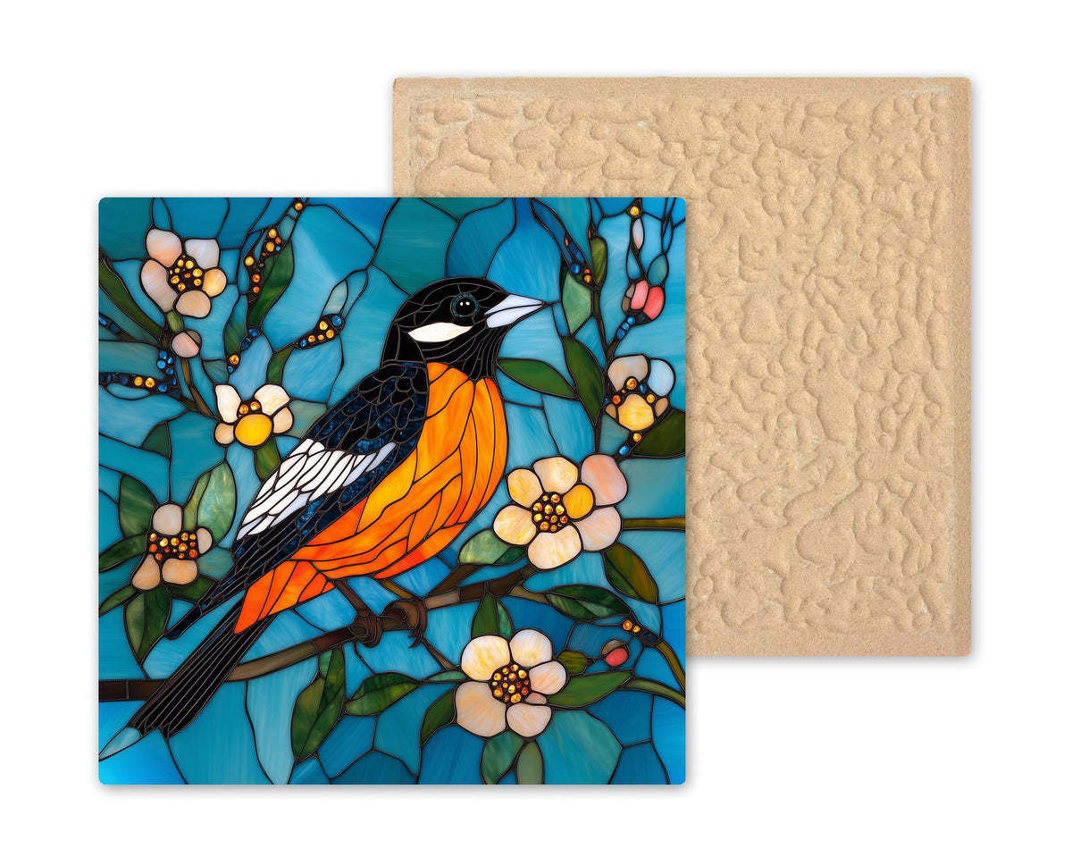 Oriole Wall Art Ceramic Tile Bird Lover Gift Baltimore Oriole Decor Orange Bird Tile Art