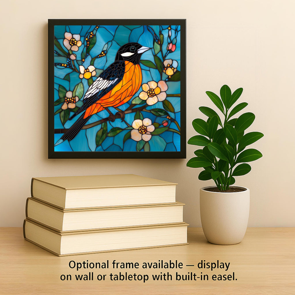 Oriole Wall Art Ceramic Tile Bird Lover Gift Baltimore Oriole Decor Orange Bird Tile Art