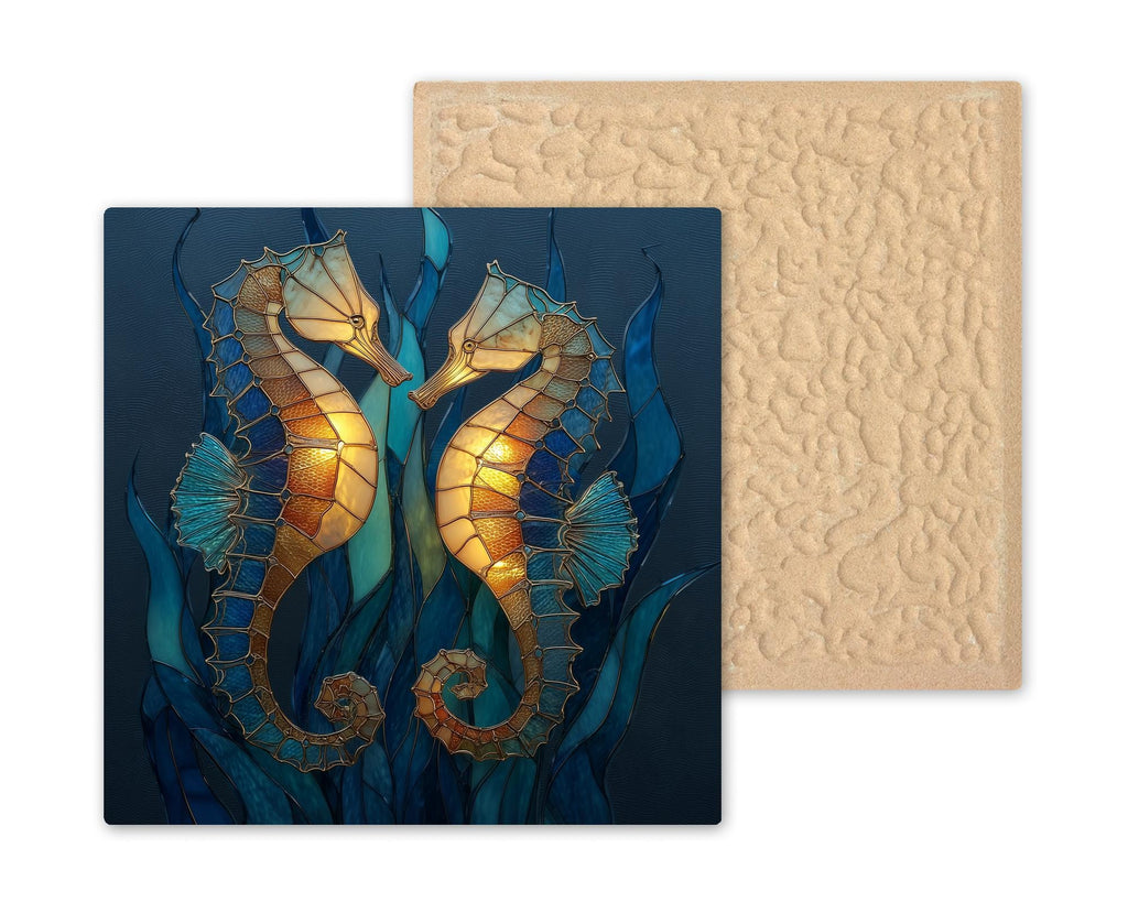 Seahorse Wall Art Ceramic Tile Coastal Bathroom Gift Jewel Teal Decor Beach House Art Ocean Gift Tile