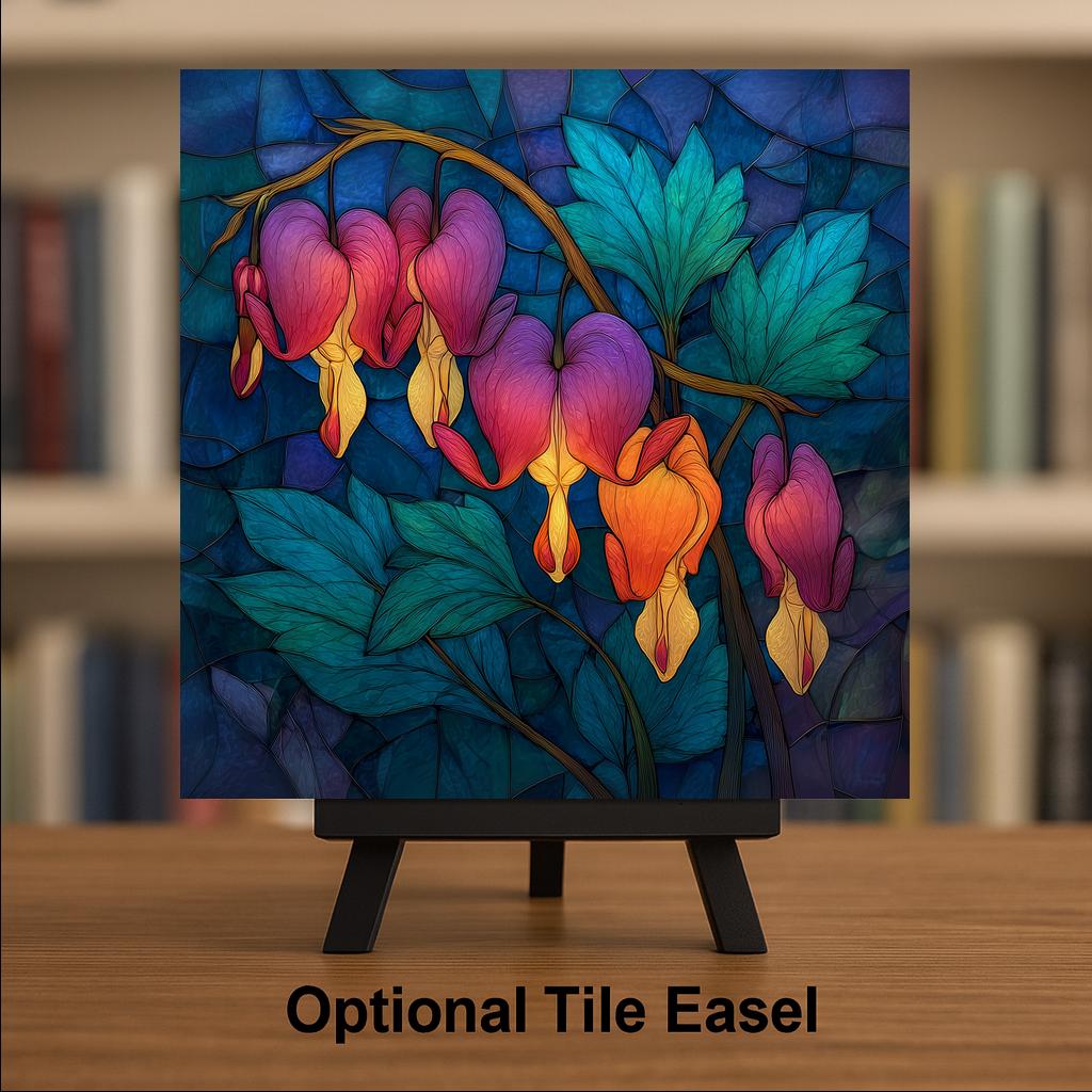 Bleeding Heart Wall Art Ceramic Tile Romantic Cottage Gift Moody Floral Decor Sympathy Art Flower Lover Tile