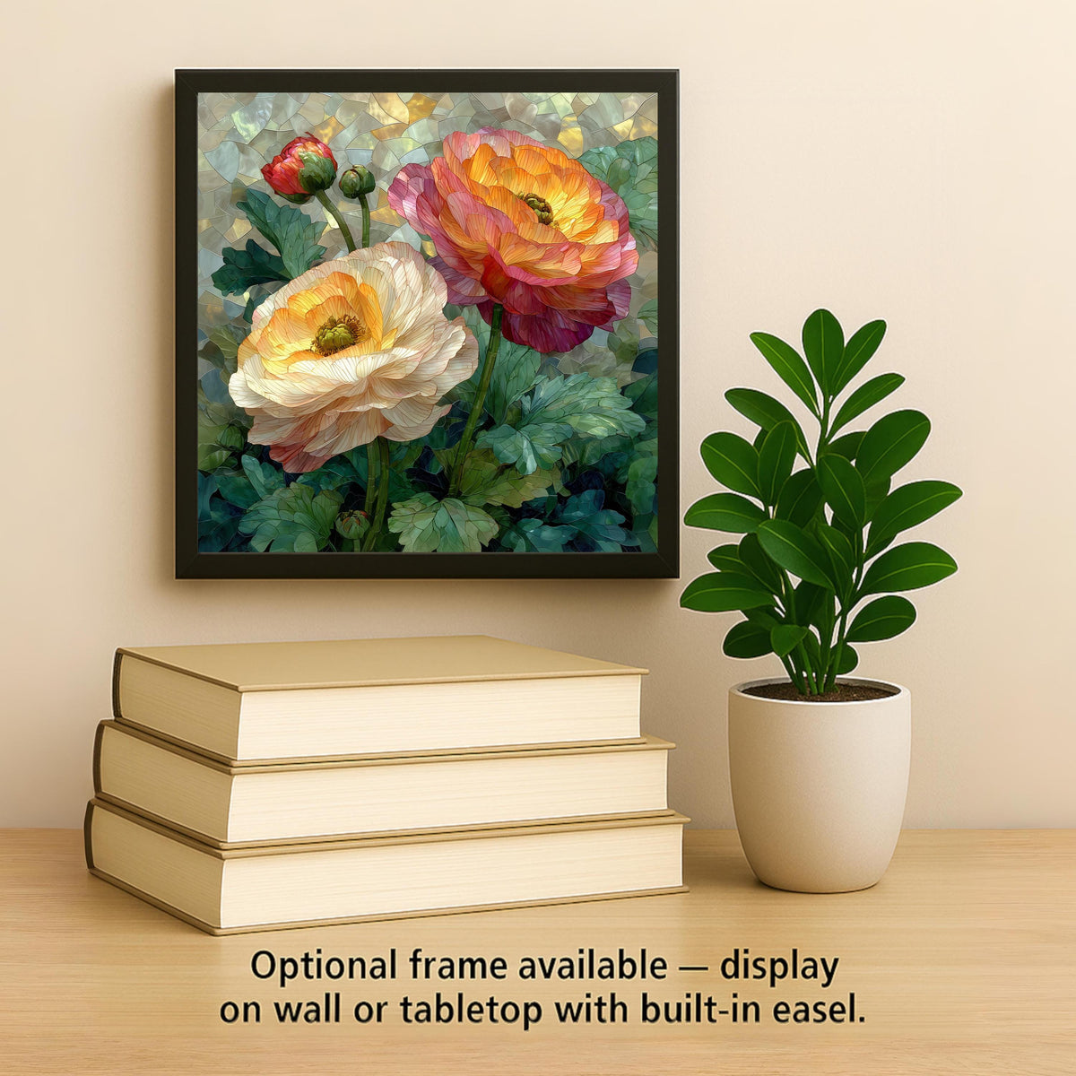 Ranunculus Wall Art Ceramic Tile Wedding Gift Blush Pink Bouquet Decor Romantic Floral Art Bride Gift Tile
