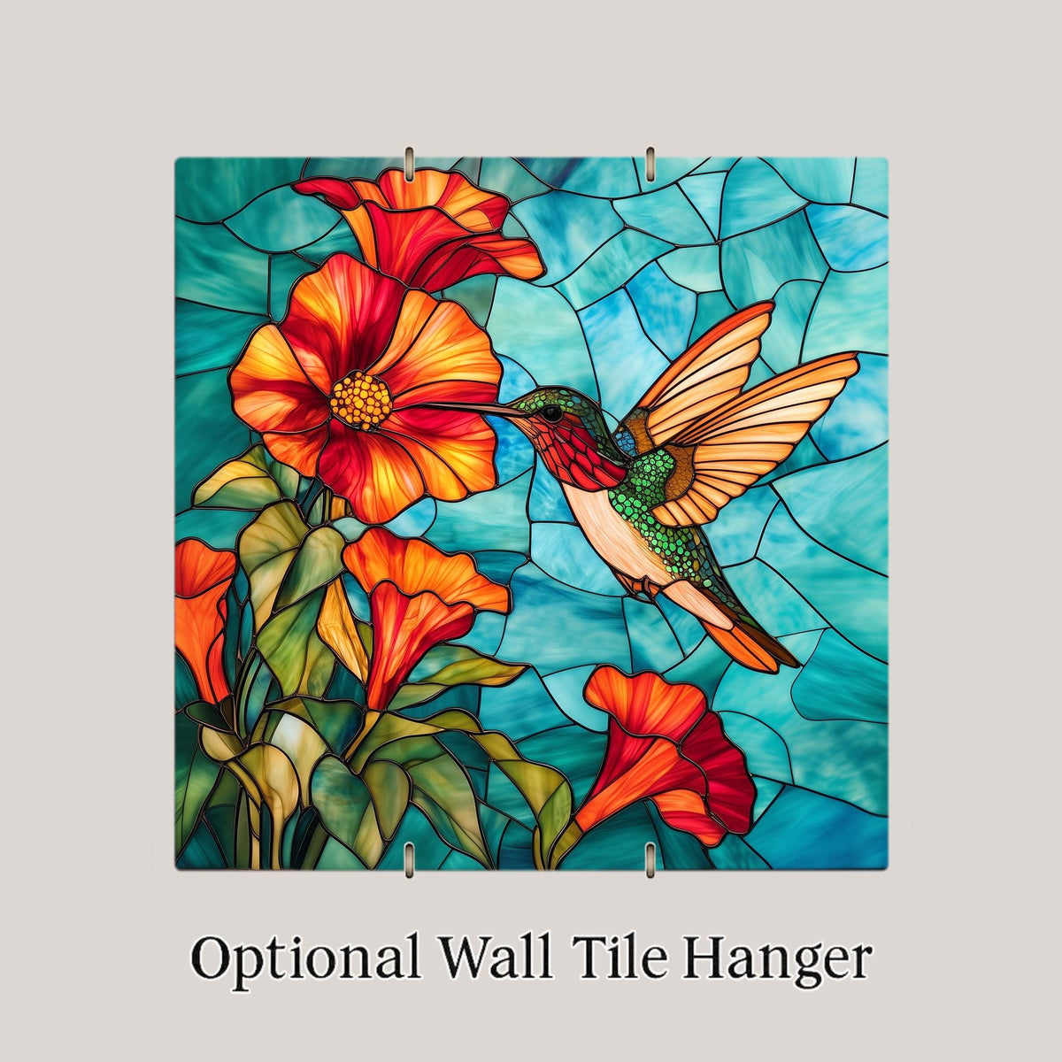 Hummingbird Wall Art Ceramic Tile Red Trumpet Vine Hummingbird Gift Bird Lover Art Kitchen Decor Nature Gift Tile