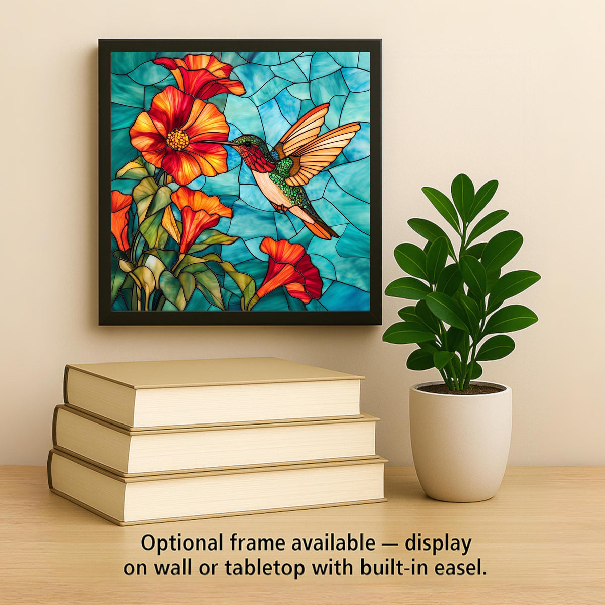 Hummingbird Wall Art Ceramic Tile Red Trumpet Vine Hummingbird Gift Bird Lover Art Kitchen Decor Nature Gift Tile