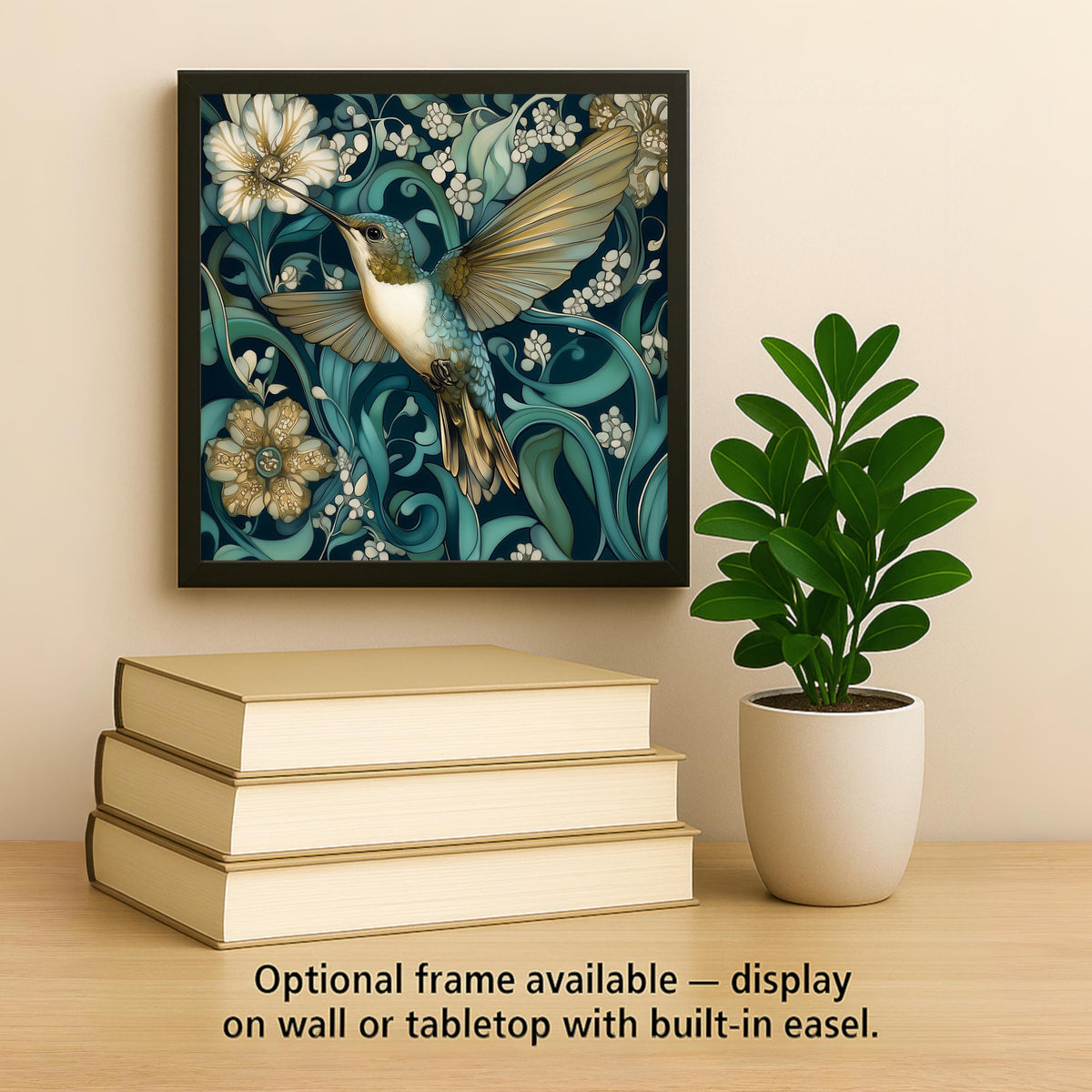 Hummingbird Wall Art Ceramic Tile William Morris Style Hummingbird Gift Bird Lover Botanical Decor Nature Gift Tile