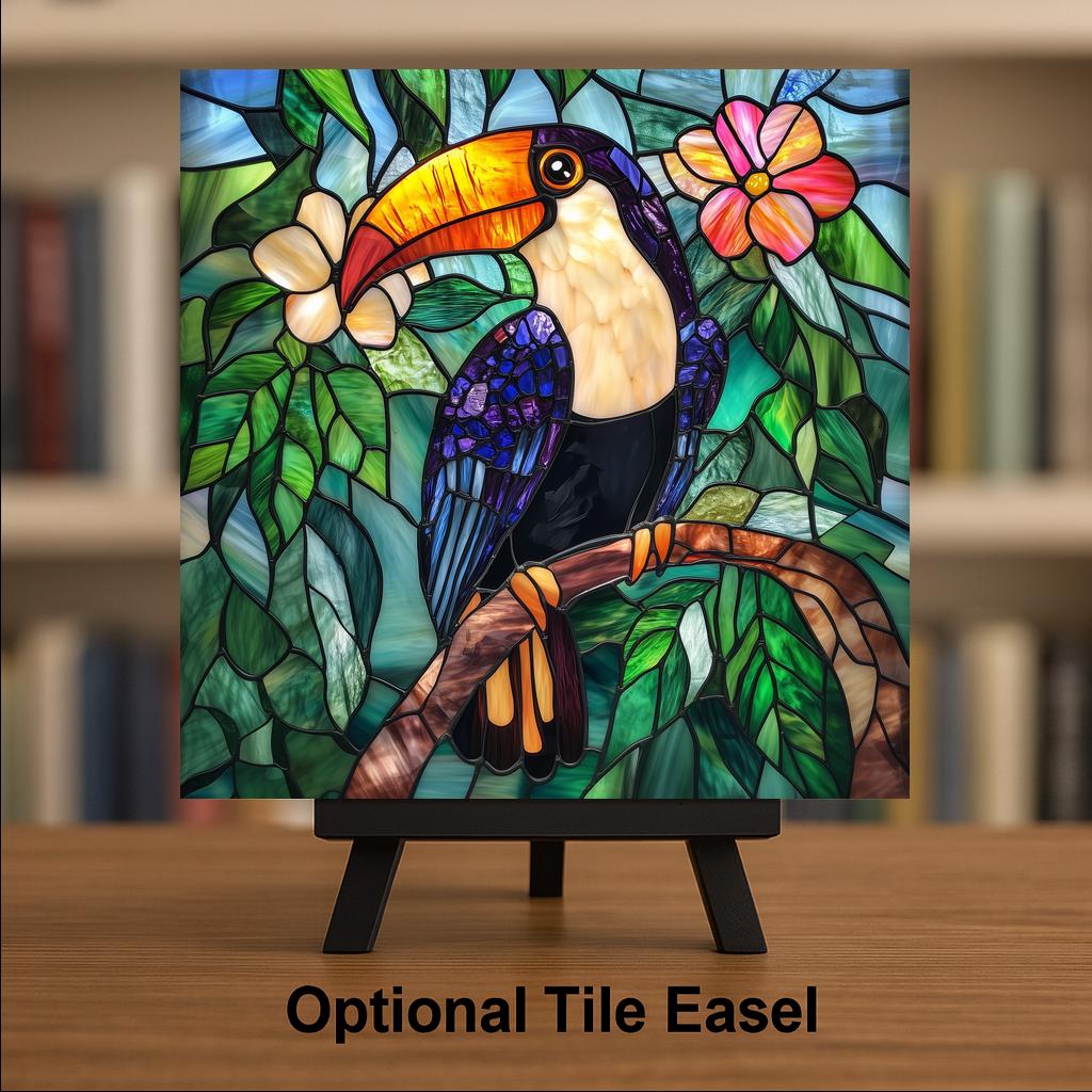 Toucan Wall Art Ceramic Tile Tropical Bird Gift Bathroom Decor Bird Lover Gift Rainforest Art Nature Lover Tile