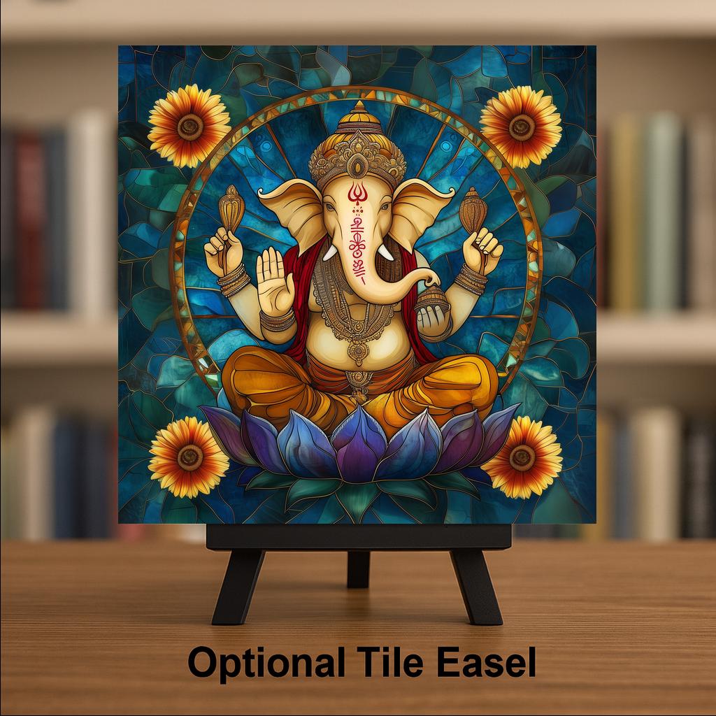 Ganesha Wall Art Ceramic Tile Hindu Deity Gift Spiritual Decor Ganesha Lover Art Cultural Heritage Gift Meditation Tile