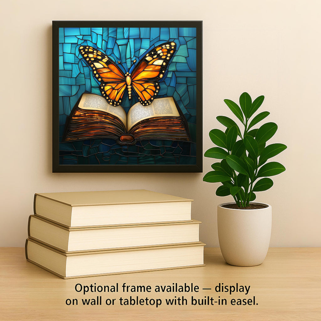 Book Butterfly Wall Art Ceramic Tile Memorial Gift Reader Decor Book Lover Art Transformation Gift Tile
