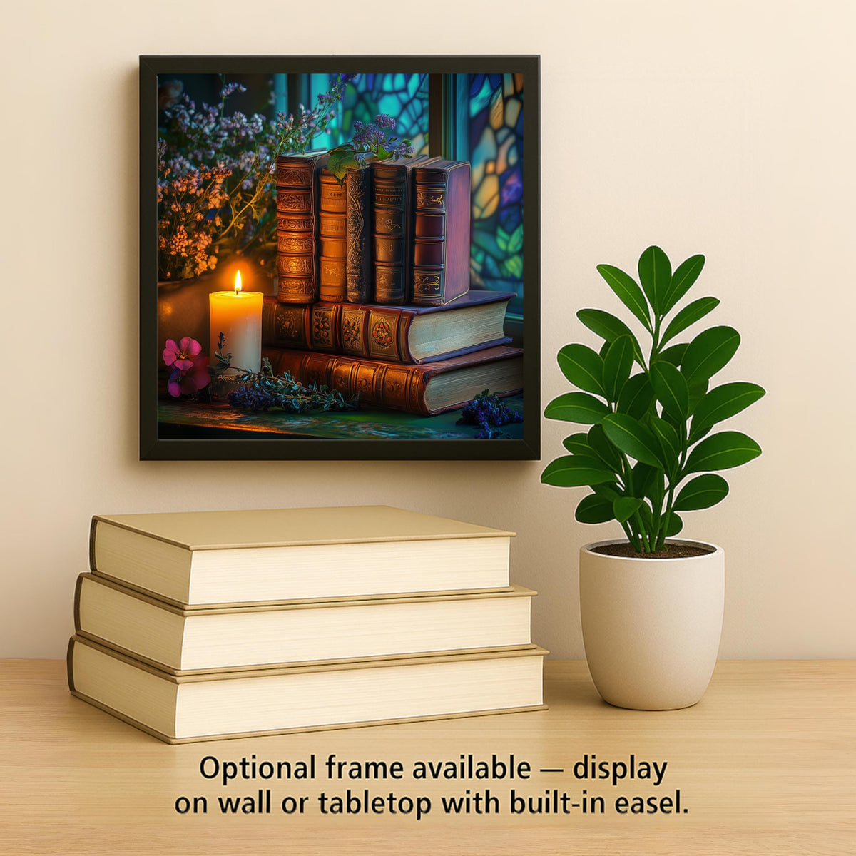Antique Books Wall Art Ceramic Tile Reading Nook Decor Book Lover Gift Cozy Home Library Art Tile