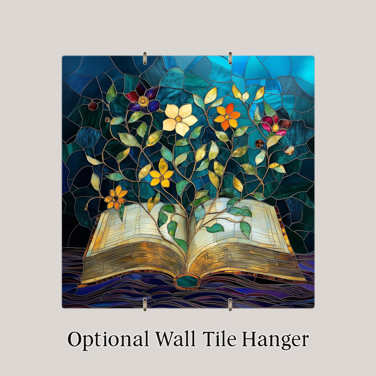 Book Lover Wall Art Ceramic Tile Botanical Decor Reader Gift Home Library Art Nature Lover Gift Tile