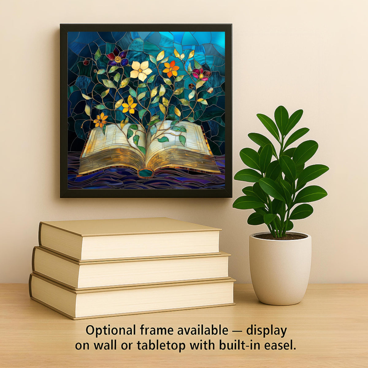 Book Lover Wall Art Ceramic Tile Botanical Decor Reader Gift Home Library Art Nature Lover Gift Tile