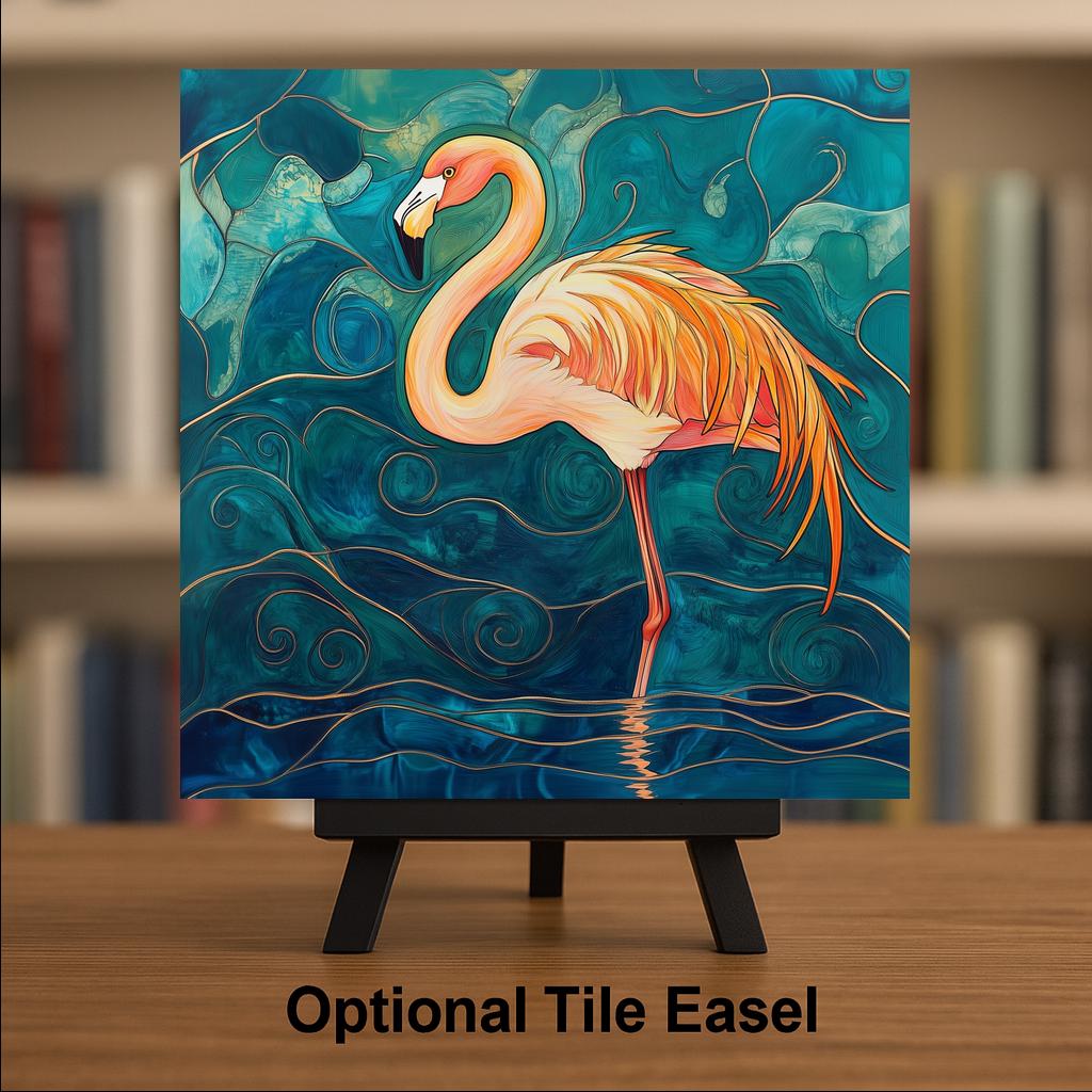 Flamingo Wall Art Ceramic Tile Bathroom Decor Flamingo Lover Gift Tropical Bird Art Coastal Home Gift Tile