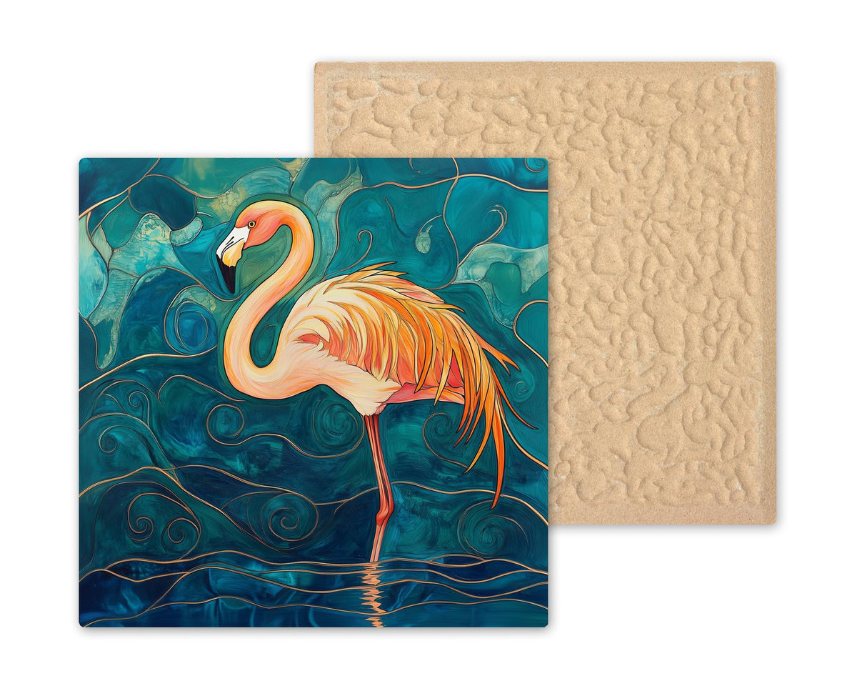 Flamingo Wall Art Ceramic Tile Bathroom Decor Flamingo Lover Gift Tropical Bird Art Coastal Home Gift Tile