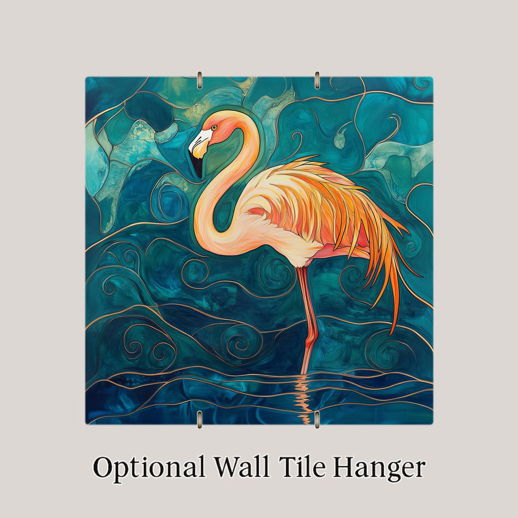 Flamingo Wall Art Ceramic Tile Bathroom Decor Flamingo Lover Gift Tropical Bird Art Coastal Home Gift Tile