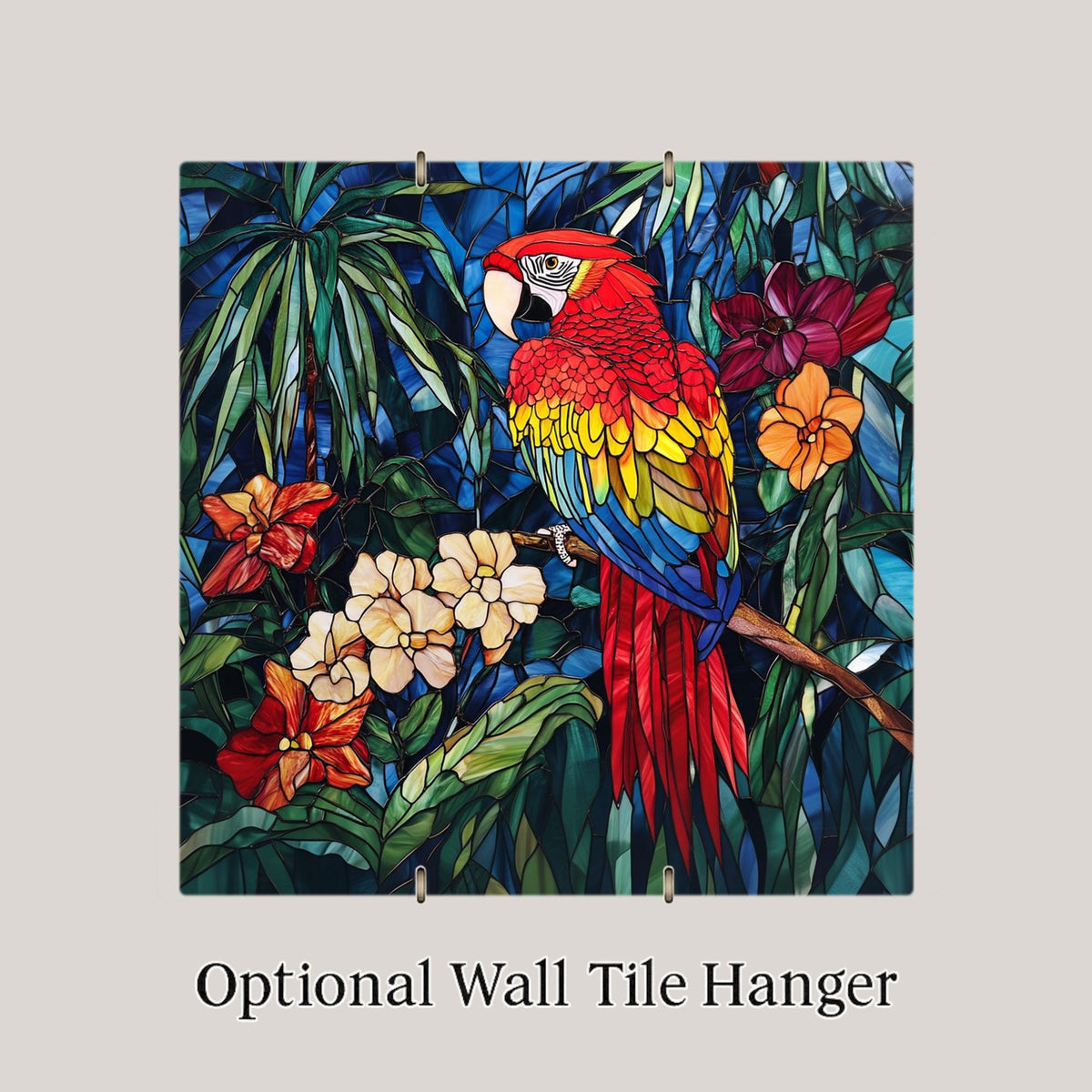 Macaw Wall Art Ceramic Tile Parrot Lover Gift Tropical Bird Decor Scarlet Macaw Art Bird Lover Gift Tile