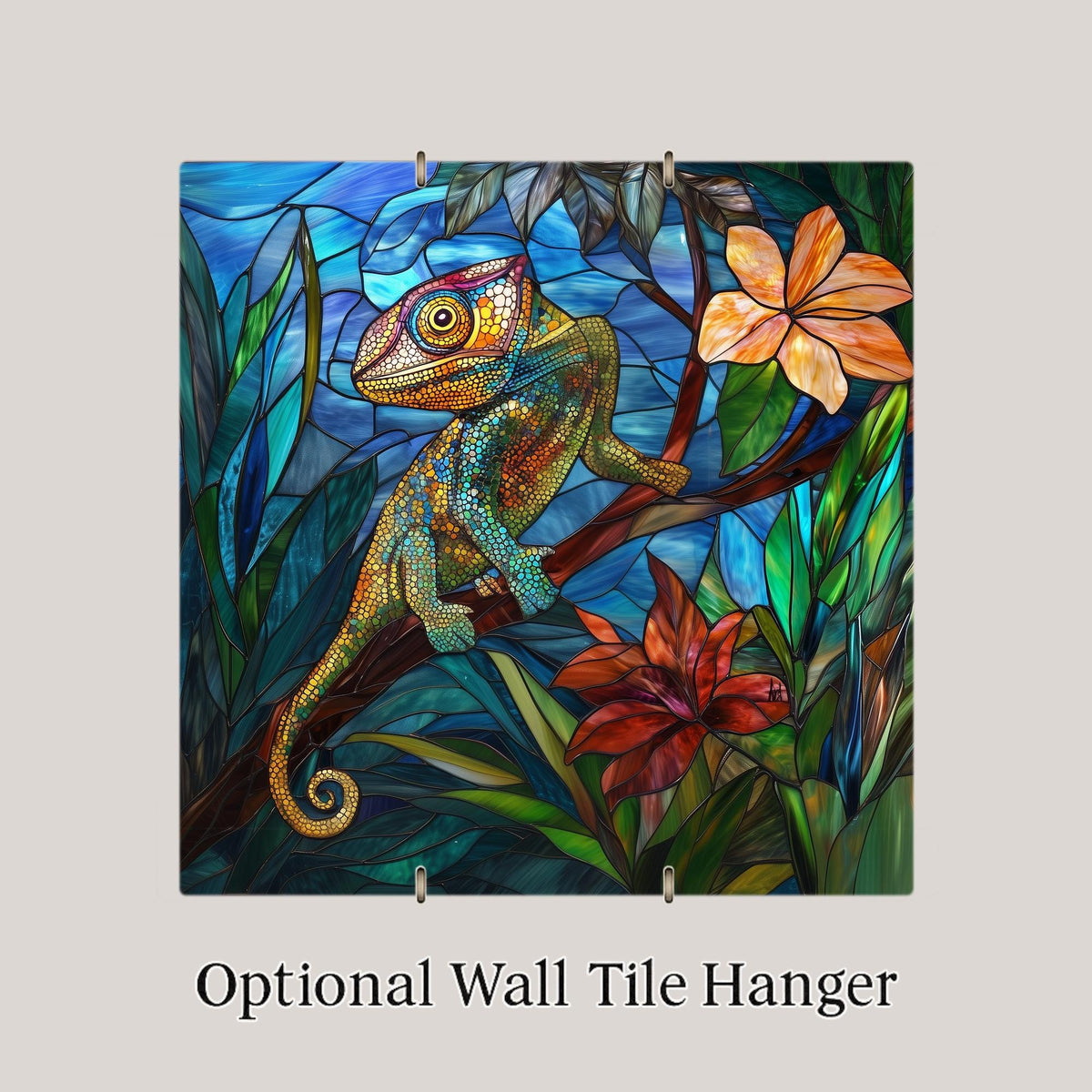Chameleon Wall Art Ceramic Tile Reptile Lover Gift Tropical Decor Chameleon Art Nature Lover Gift Exotic Lizard Tile