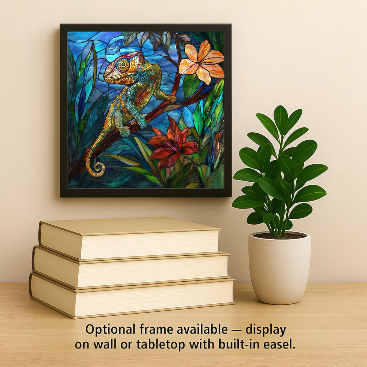Chameleon Wall Art Ceramic Tile Reptile Lover Gift Tropical Decor Chameleon Art Nature Lover Gift Exotic Lizard Tile