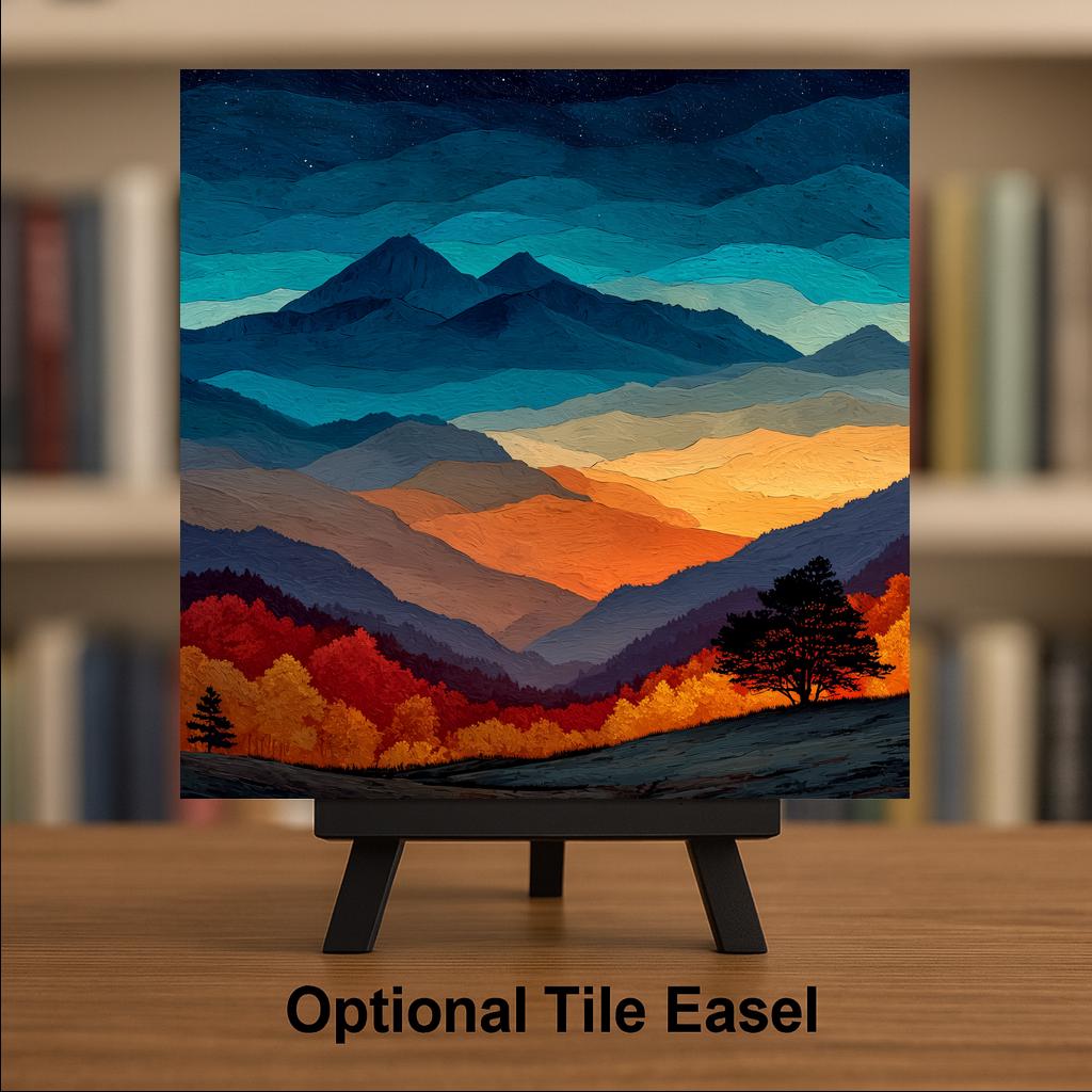 Great Smoky Mountains Wall Art Ceramic Tile Tennessee Gift National Park Decor Blue Ridge Nature Art Southern Home Gift